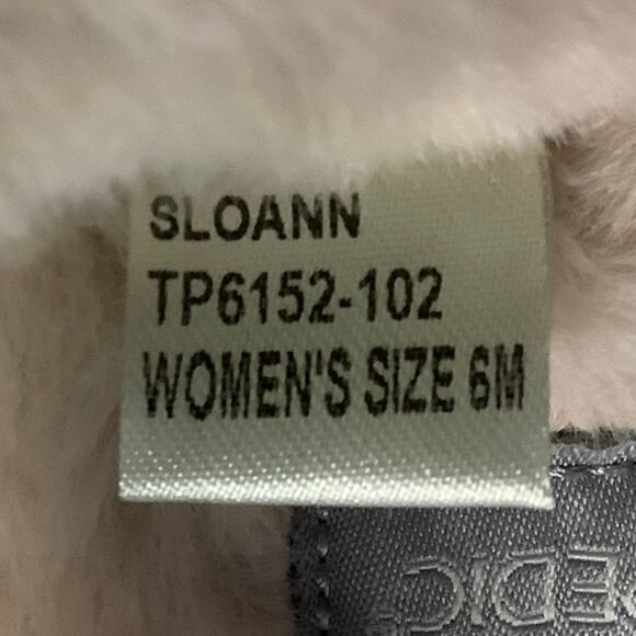 Tempur-Pedic Size 6M Natural Sloann Slide Slippers Faux Fur Cross-Strap P19-17 - Picture 9 of 12